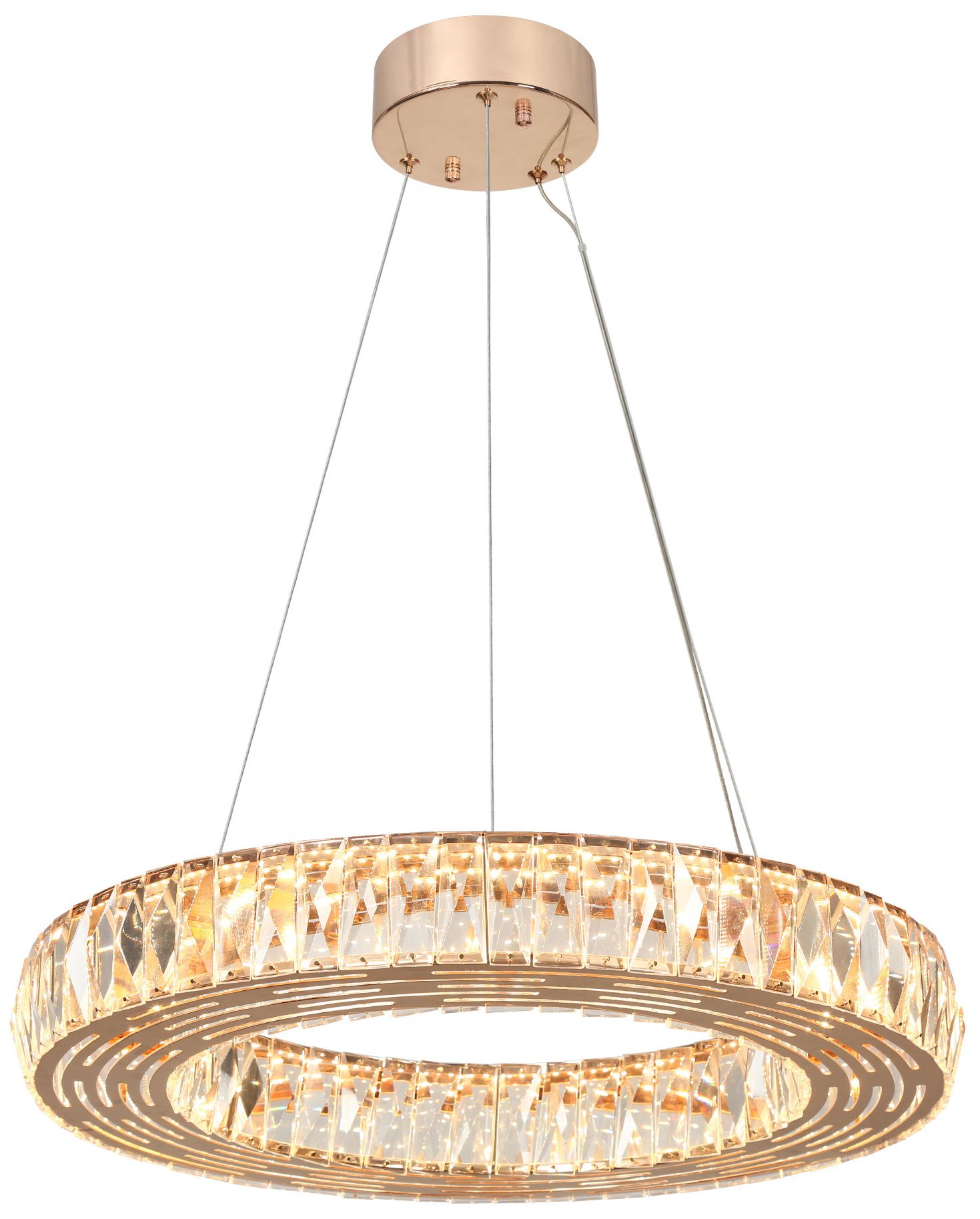 Rosgloy 1-Light Gold Ring Crystal LED Chandelier