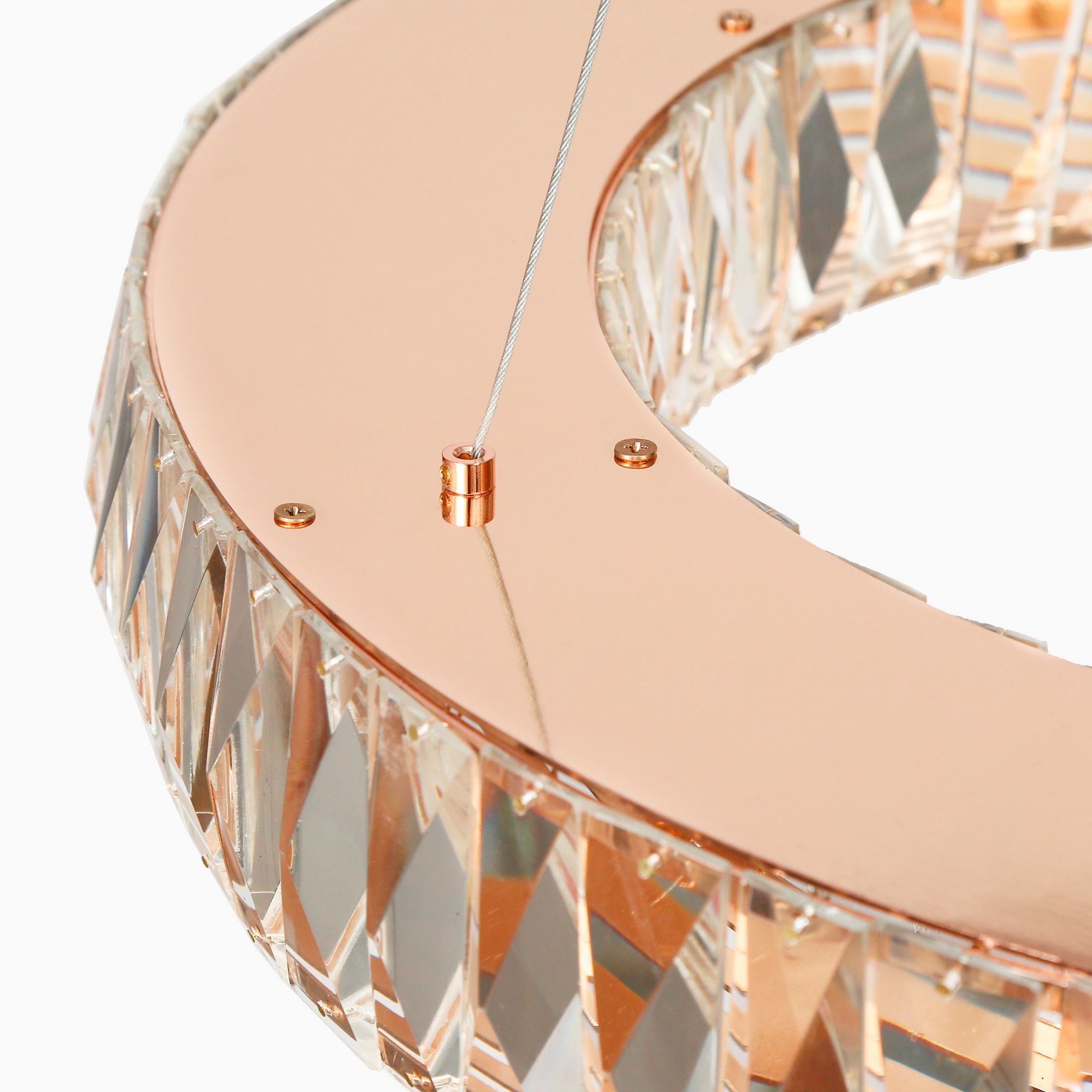 Image 3 Rosgloy 1-Light Gold Ring Crystal LED Chandelier more views