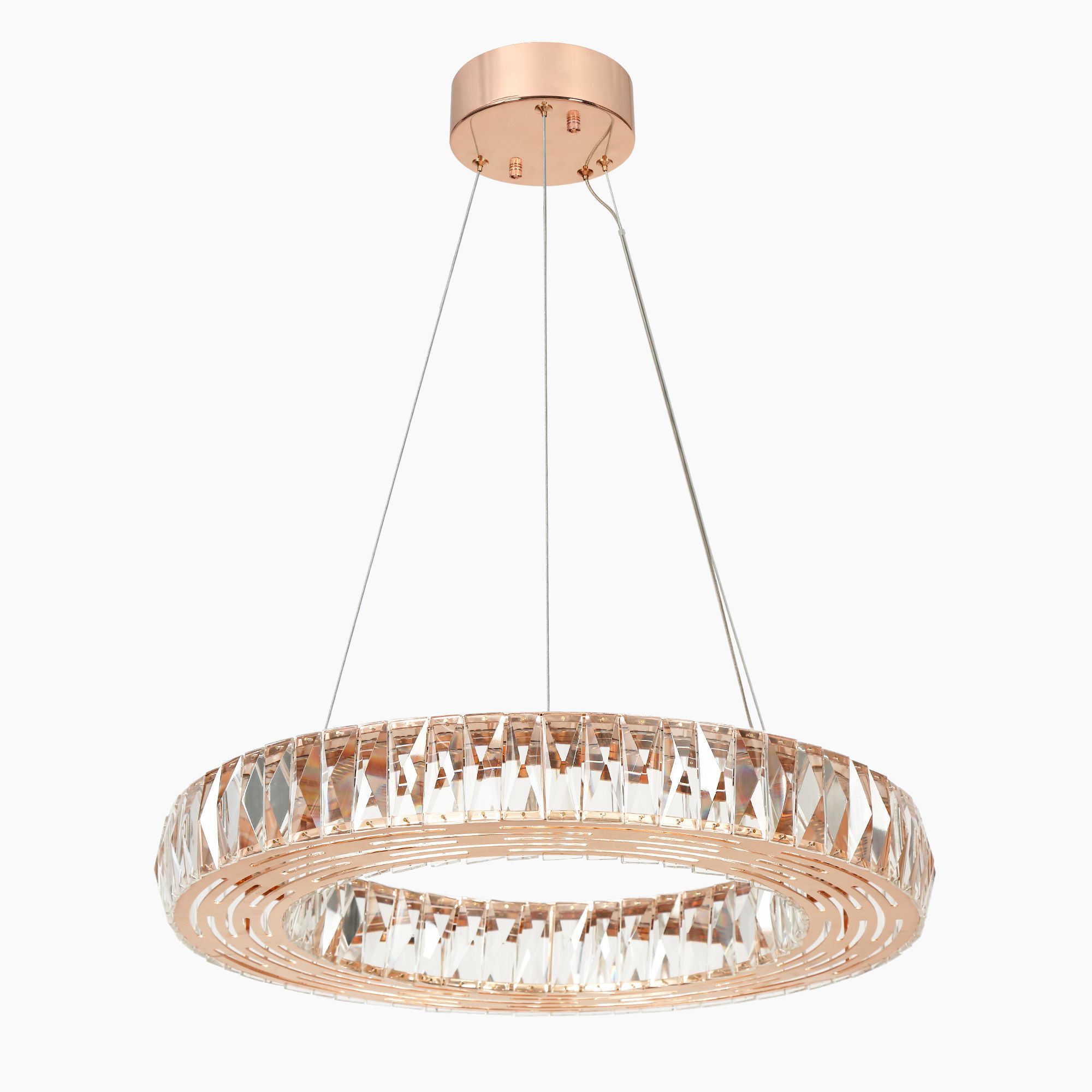 Rosgloy 1-Light Gold Ring Crystal LED Chandelier