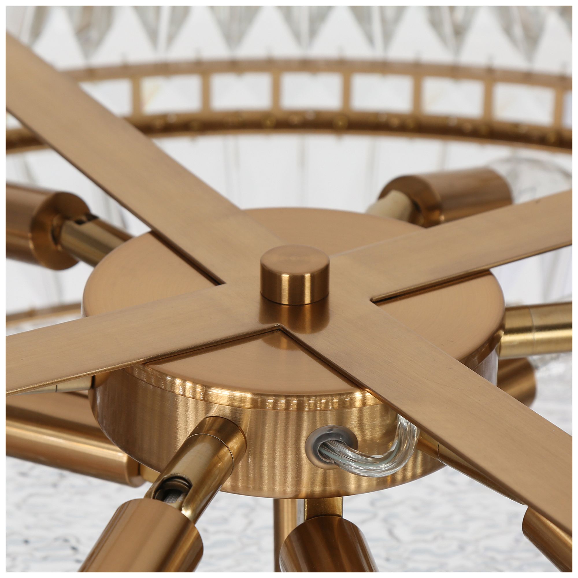 Thumbnail3 of Rosgloy 10-Light Gold Crystal Drum Chandelier more views