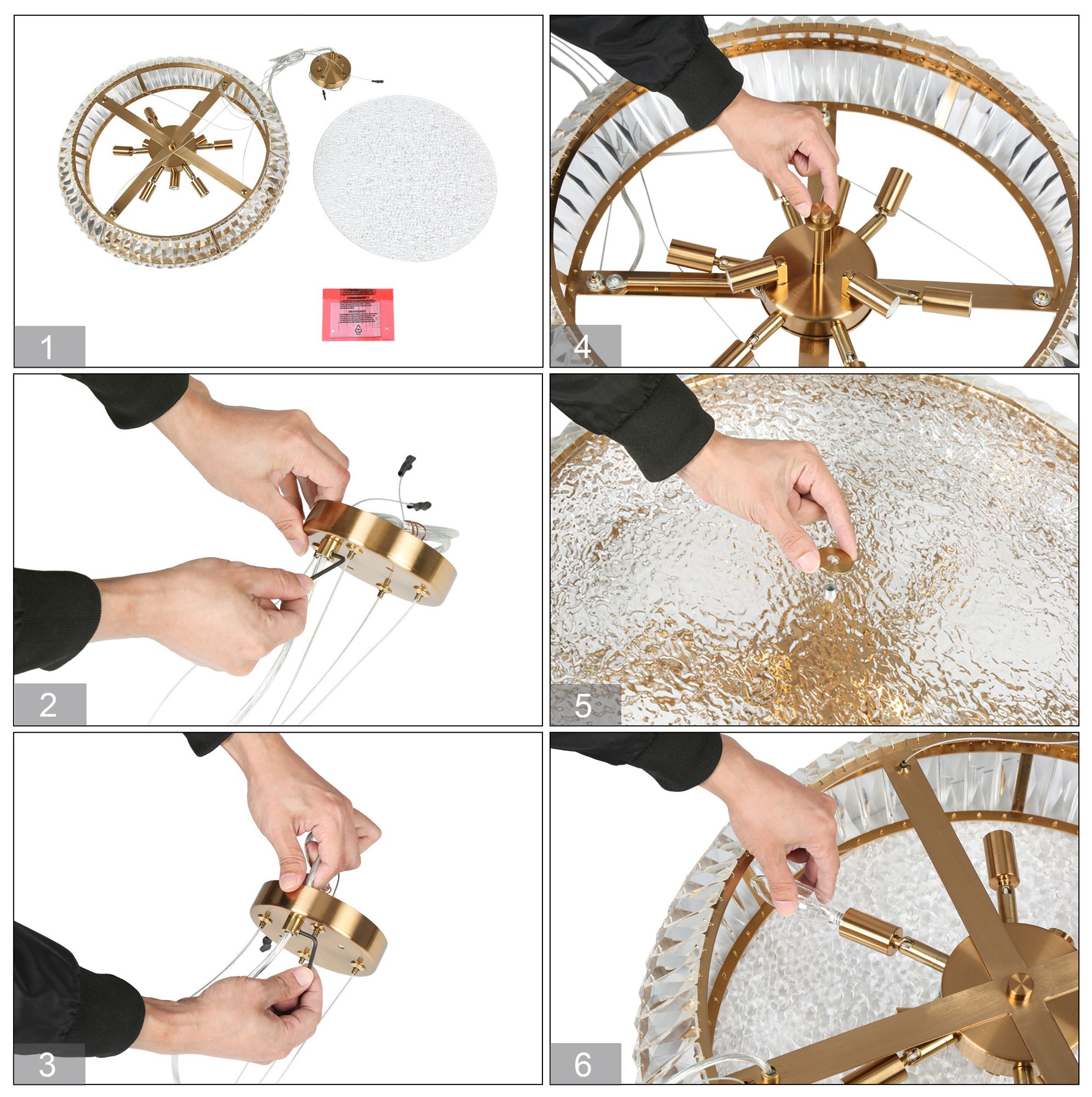 Rosgloy 10-Light Gold Crystal Drum Chandelier