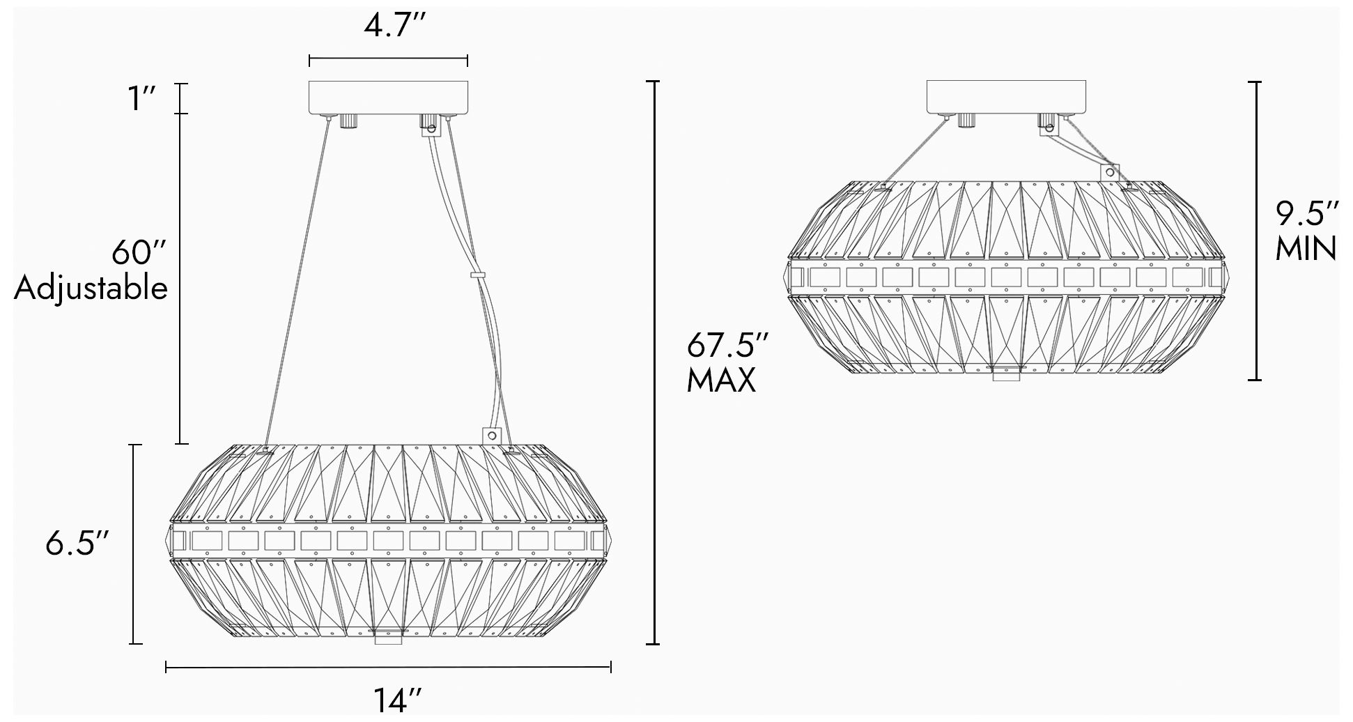 Image 2 Rosgloy 10-Light Gold Crystal Mini Drum Chandelier more views