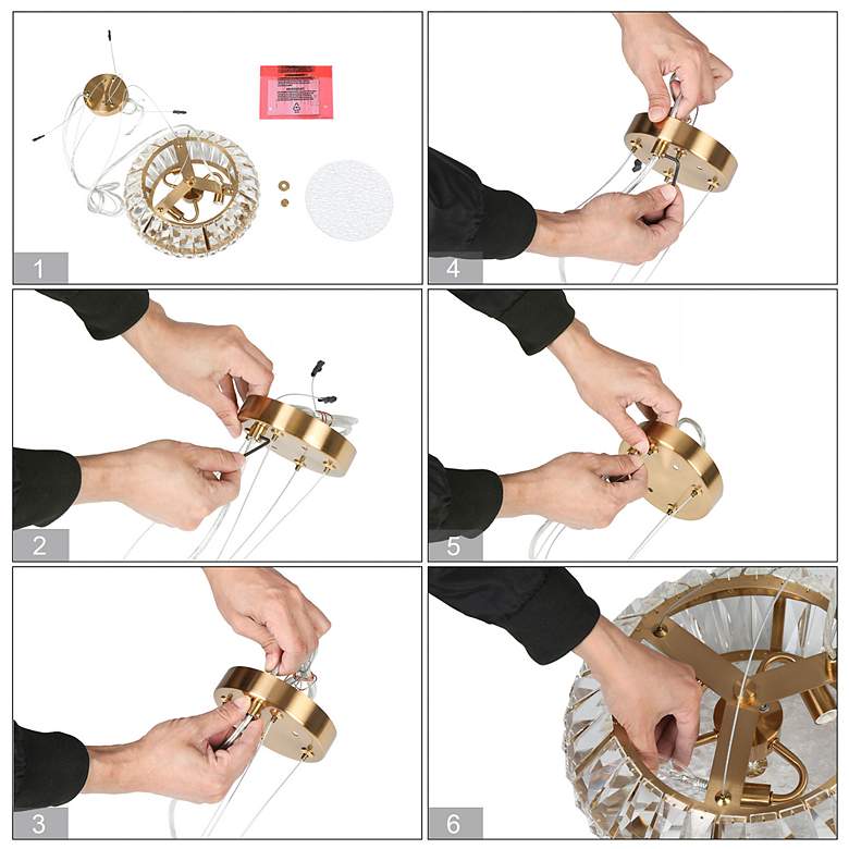 Image 6 Rosgloy 10-Light Gold Crystal Mini Drum Chandelier more views