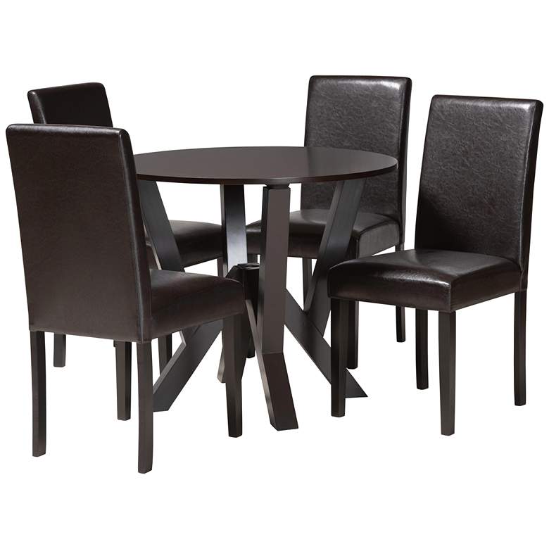 Image 2 Rosi Espresso Brown Faux Leather and Wood 5-Piece Dining Set