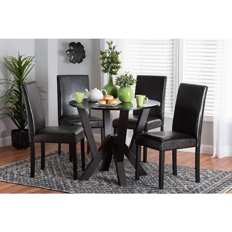Image 1 Rosi Espresso Brown Faux Leather and Wood 5-Piece Dining Set