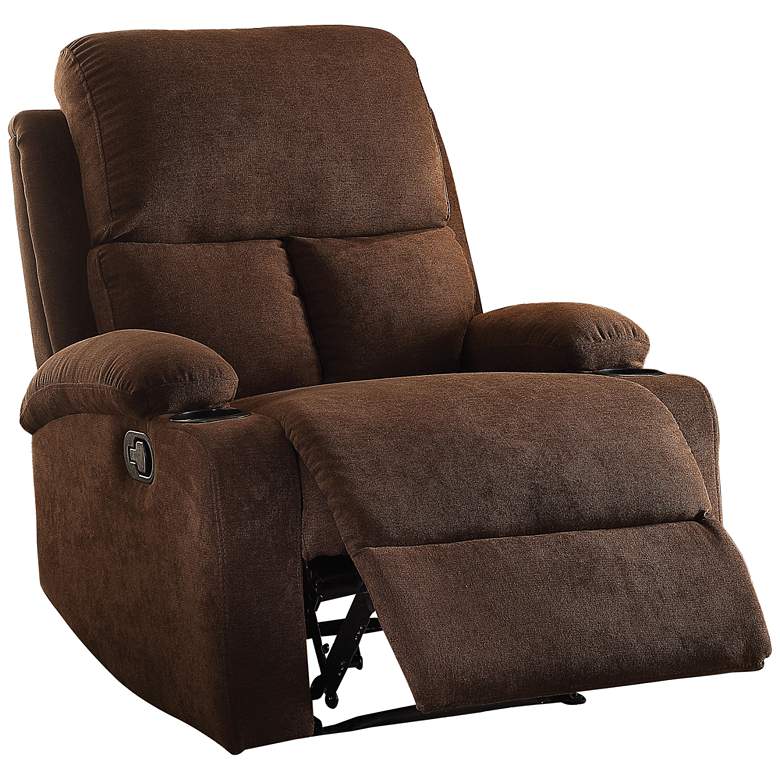 Image 2 Rosia Chocolate Brown Velvet Adjustable Recliner with Cup Holders