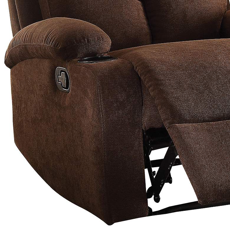 Image 3 Rosia Chocolate Brown Velvet Adjustable Recliner with Cup Holders more views