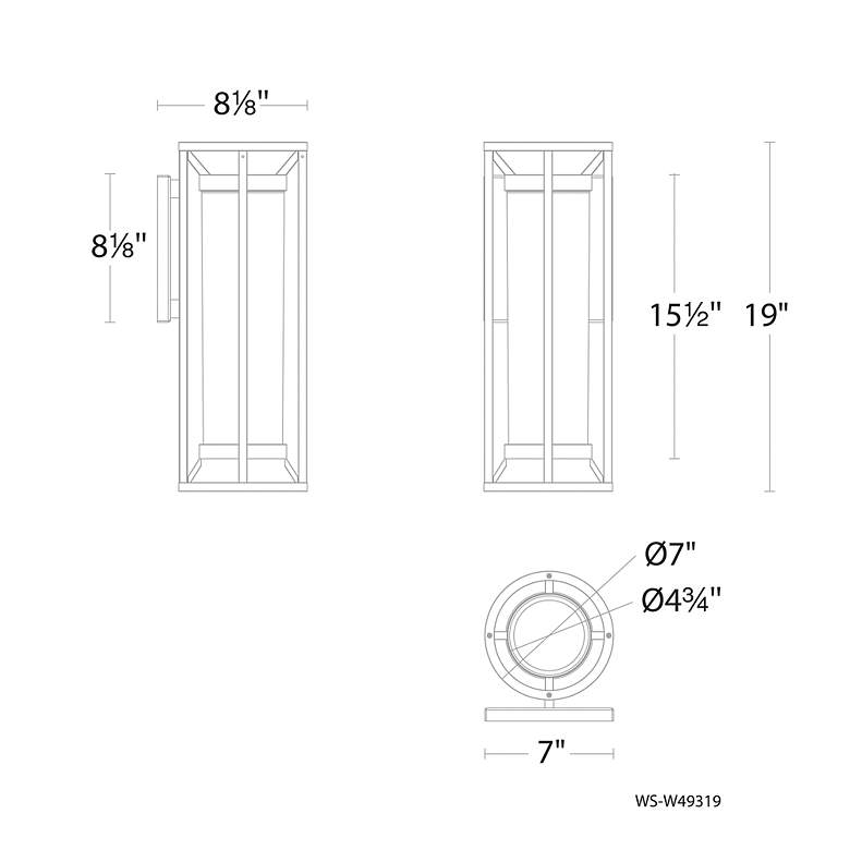 Image 3 Roslyn 19"H x 7"W 1-Light Outdoor Wall Light in Black more views