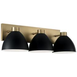 Ross 25 1/4" Wide Aged Brass and Black 3-Light Bath Light