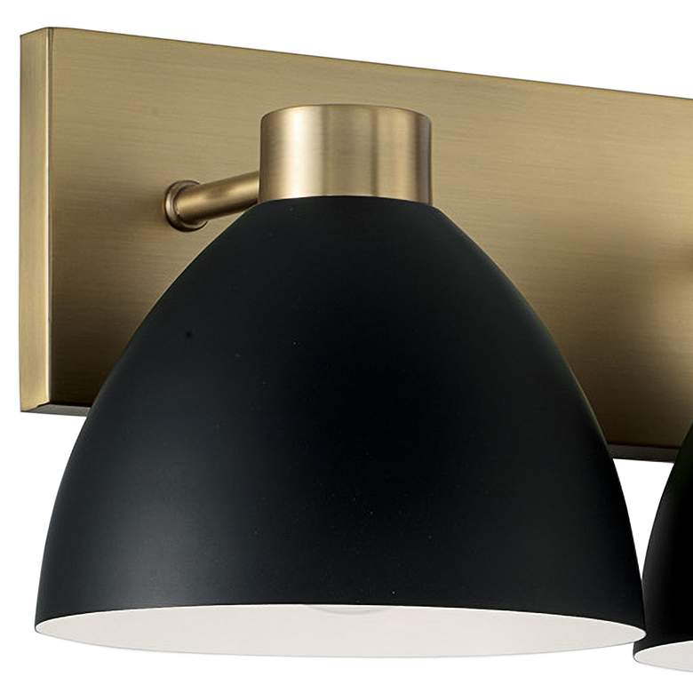 Image 3 Ross 25 1/4" Wide Aged Brass and Black 3-Light Bath Light more views