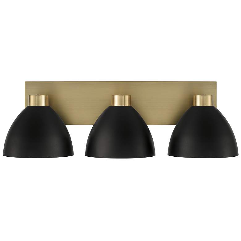 Image 4 Ross 25 1/4" Wide Aged Brass and Black 3-Light Bath Light more views