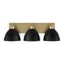 Ross 25 1/4" Wide Aged Brass and Black 3-Light Bath Light