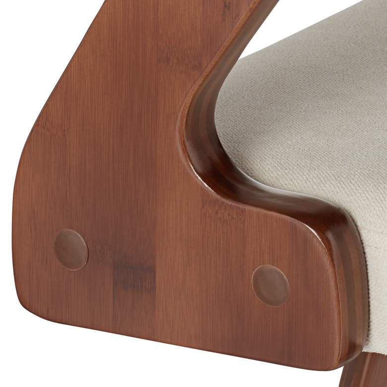 Image 6 Rossa 26 1/2" High Ivory Fabric and Walnut Modern Swivel Counter Stool more views
