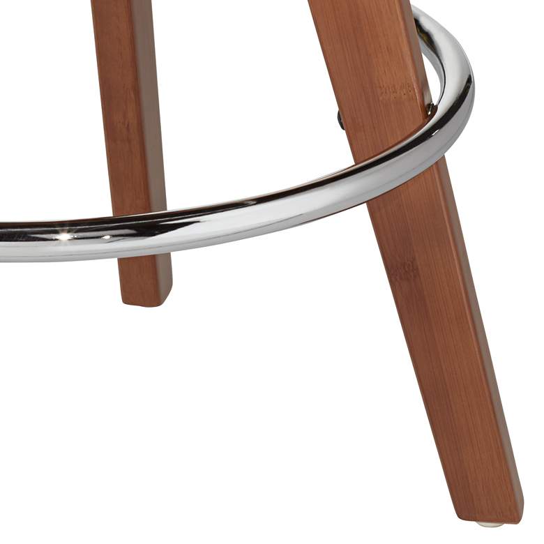 Image 7 Rossa 26 1/2" High Ivory Fabric and Walnut Modern Swivel Counter Stool more views
