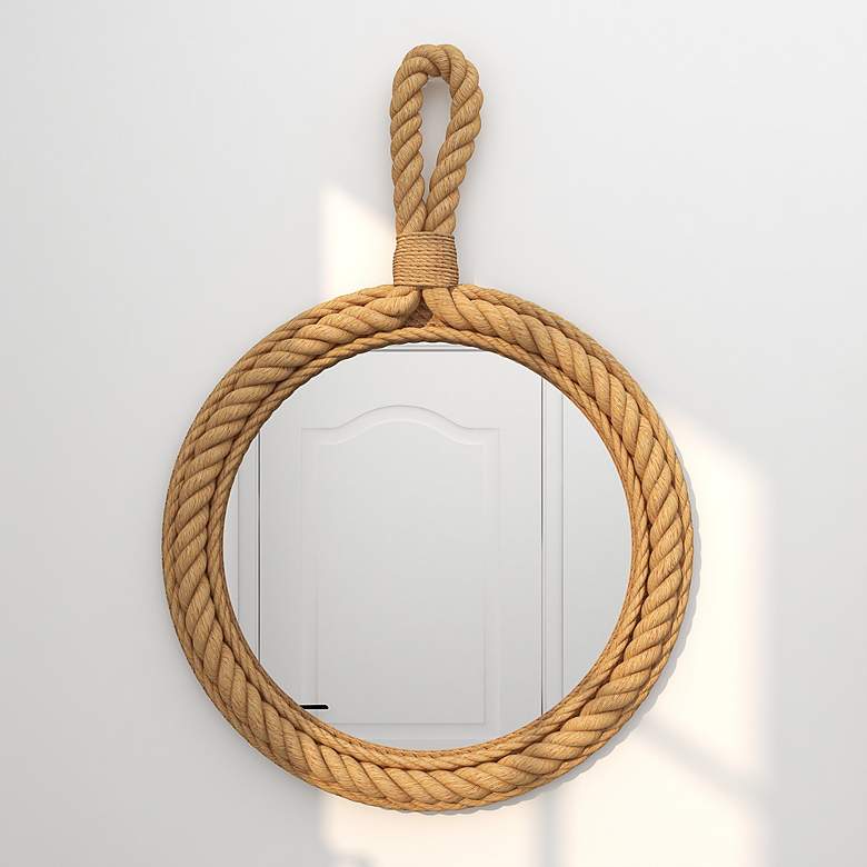 Image 1 Rosse Matte Brown Rope 23" Round Wall Mirror