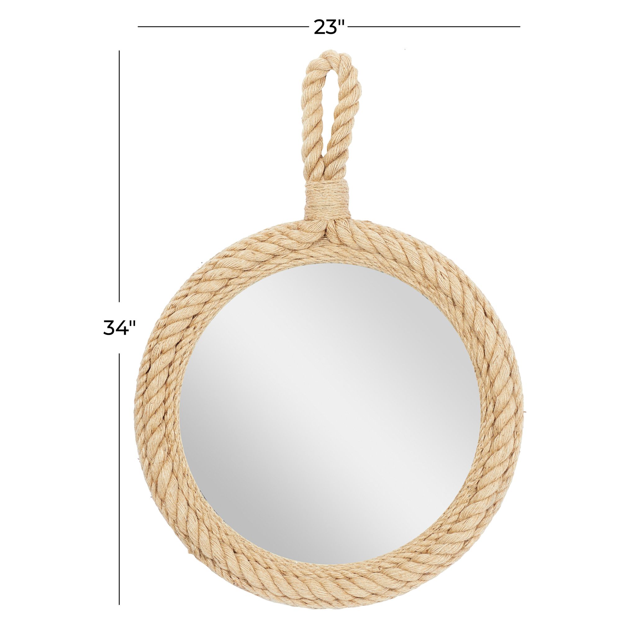 Image 7 Rosse Matte Brown Rope 23" Round Wall Mirror more views