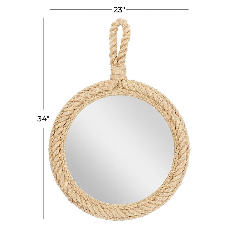 Image 7 Rosse Matte Brown Rope 23" Round Wall Mirror more views