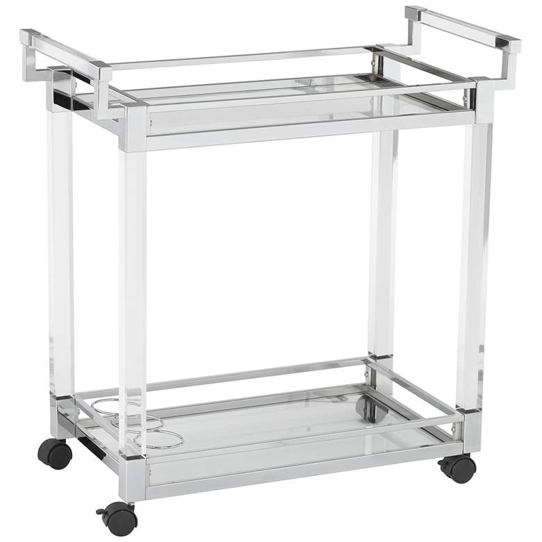 Image 3 Rossi 32 3/4" Wide Clear Acrylic and Chrome Rolling Serving Bar Cart