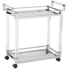 Image3 of Rossi 32 3/4" Wide Clear Acrylic and Chrome Rolling Serving Bar Cart