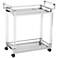 Rossi 32 3/4" Wide Clear Acrylic and Chrome Rolling Serving Bar Cart