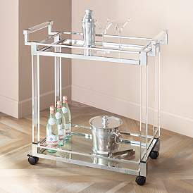 Image2 of Rossi 32 3/4" Wide Clear Acrylic and Chrome Rolling Serving Bar Cart