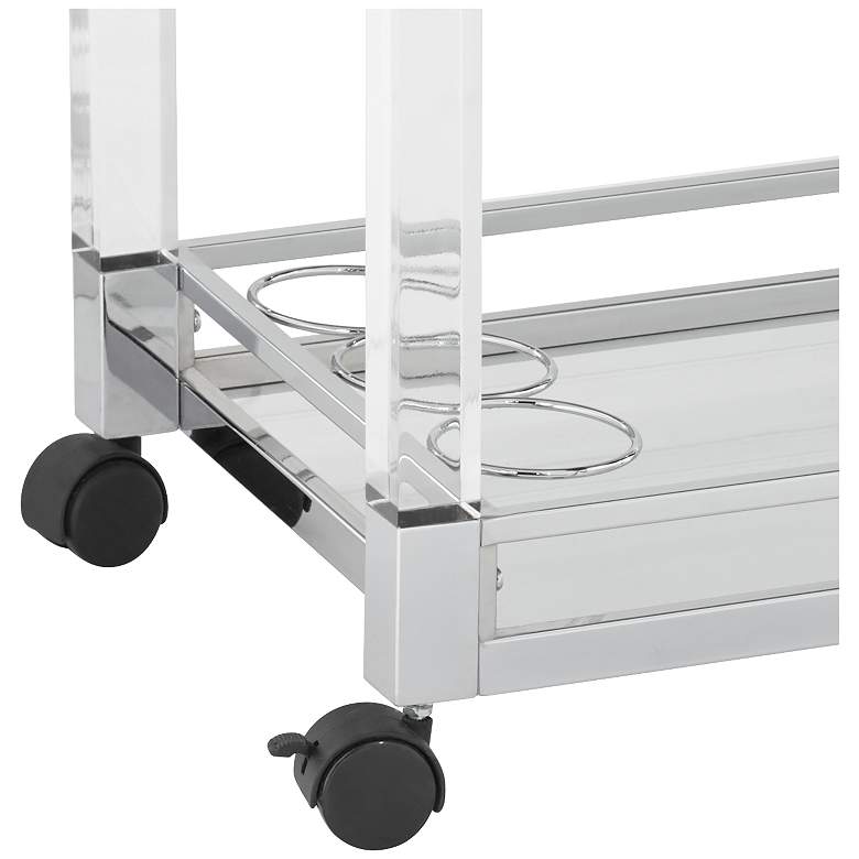 Image 5 Rossi 32 3/4" Wide Clear Acrylic and Chrome Rolling Serving Bar Cart more views