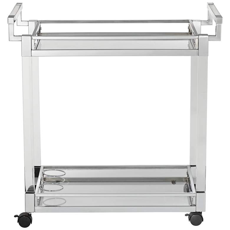 Image 6 Rossi 32 3/4" Wide Clear Acrylic and Chrome Rolling Serving Bar Cart more views