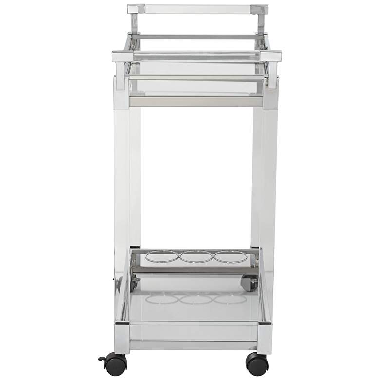 Image 7 Rossi 32 3/4 inch Wide Clear Acrylic and Chrome Rolling Serving Bar Cart more views