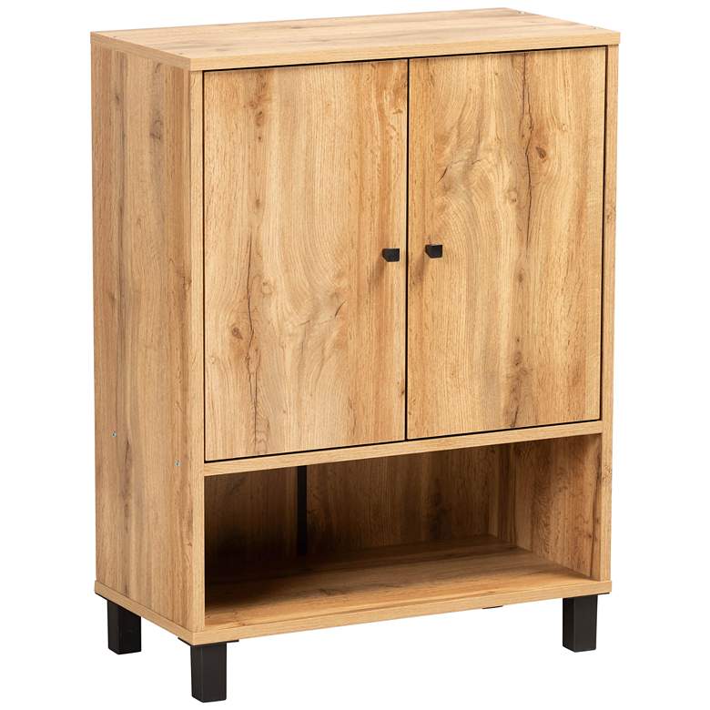 Image 1 Rossin 23 1/2"W 2-Door Oak Brown Open Bottom Shoe Cabinet