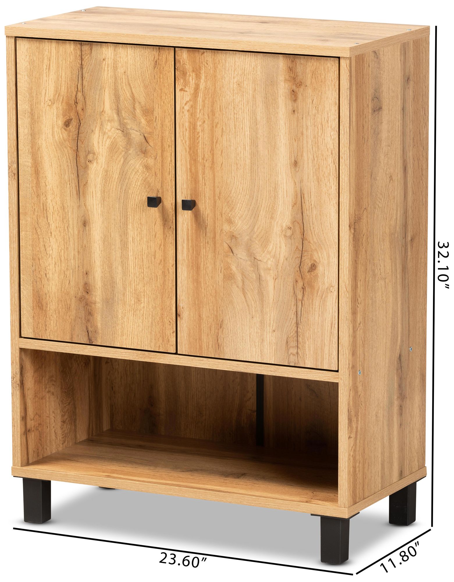 Rossin 23 1/2"W 2-Door Oak Brown Open Bottom Shoe Cabinet