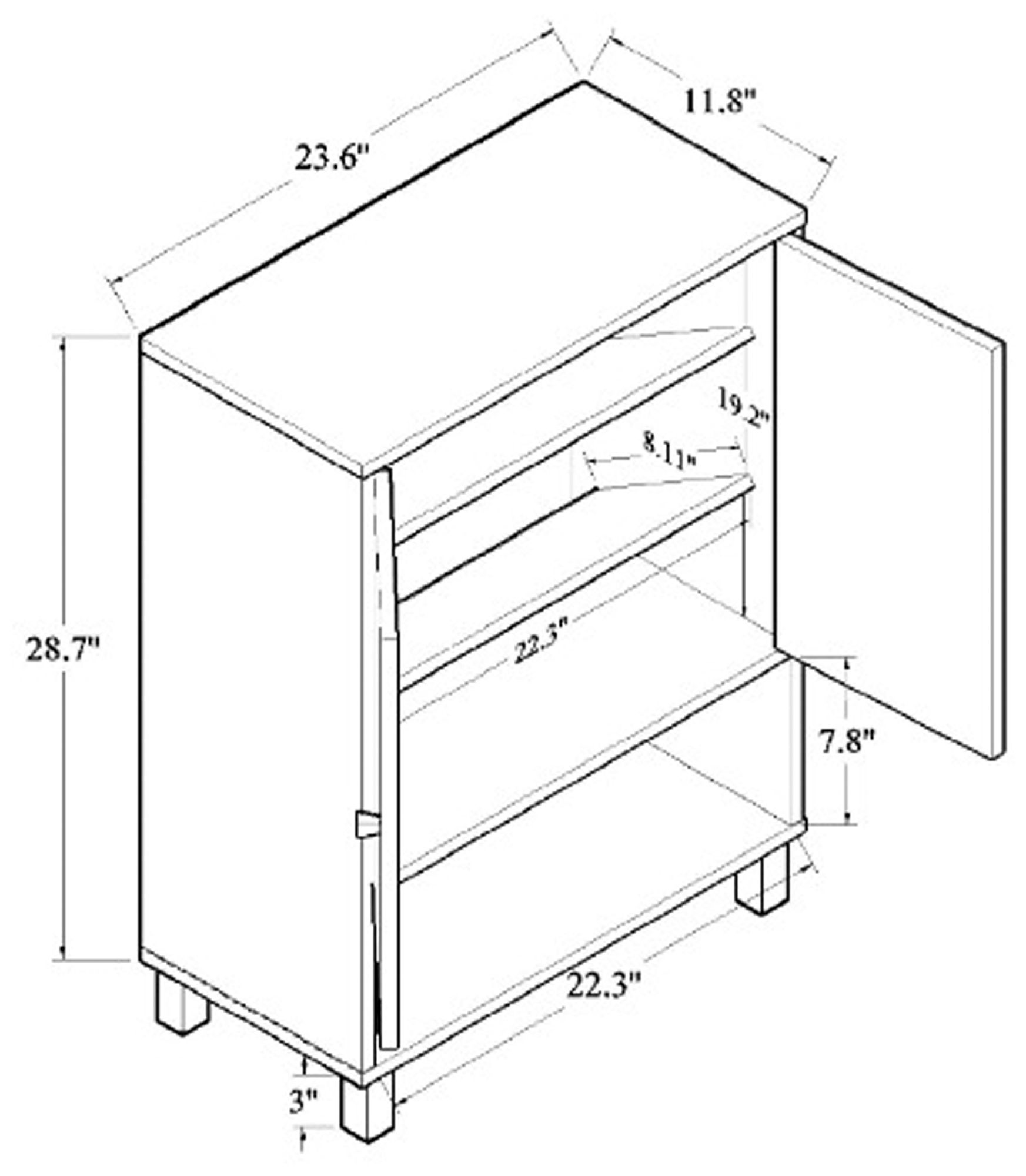 Rossin 23 1/2"W 2-Door Oak Brown Open Bottom Shoe Cabinet