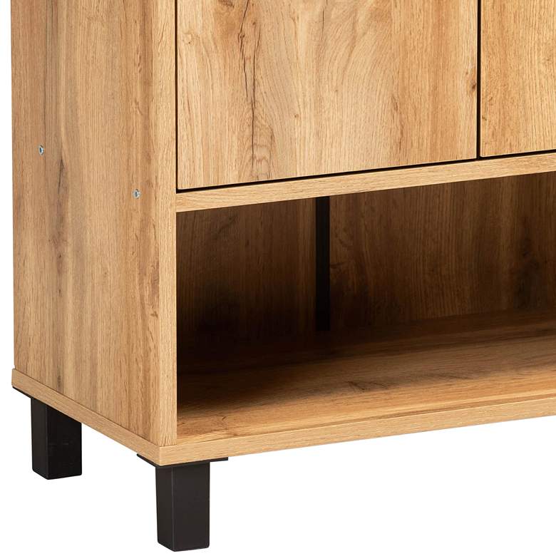 Image 3 Rossin 23 1/2"W 2-Door Oak Brown Open Bottom Shoe Cabinet more views
