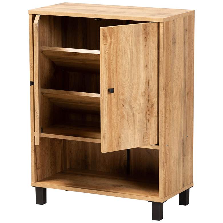 Image 6 Rossin 23 1/2"W 2-Door Oak Brown Open Bottom Shoe Cabinet more views