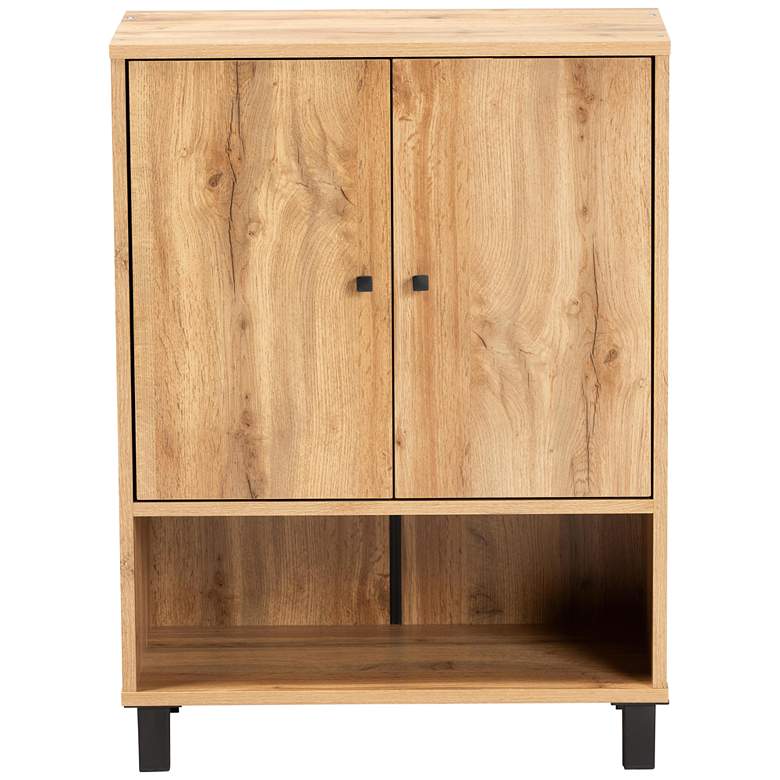 Image 7 Rossin 23 1/2"W 2-Door Oak Brown Open Bottom Shoe Cabinet more views