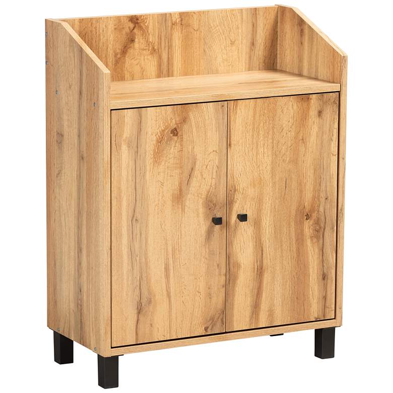 Image 1 Rossin 23 1/2"W 2-Door Oak Brown Shoe Cabinet w/ Top Shelf
