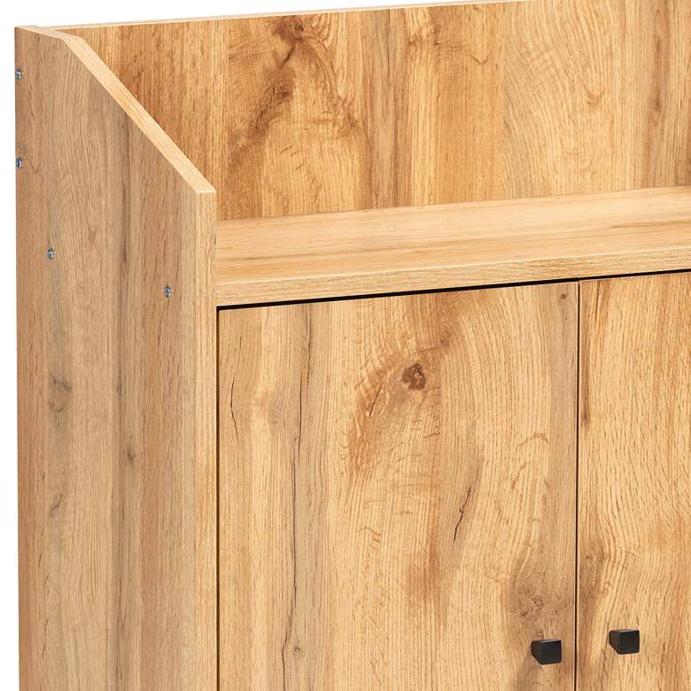 Image 2 Rossin 23 1/2"W 2-Door Oak Brown Shoe Cabinet w/ Top Shelf more views