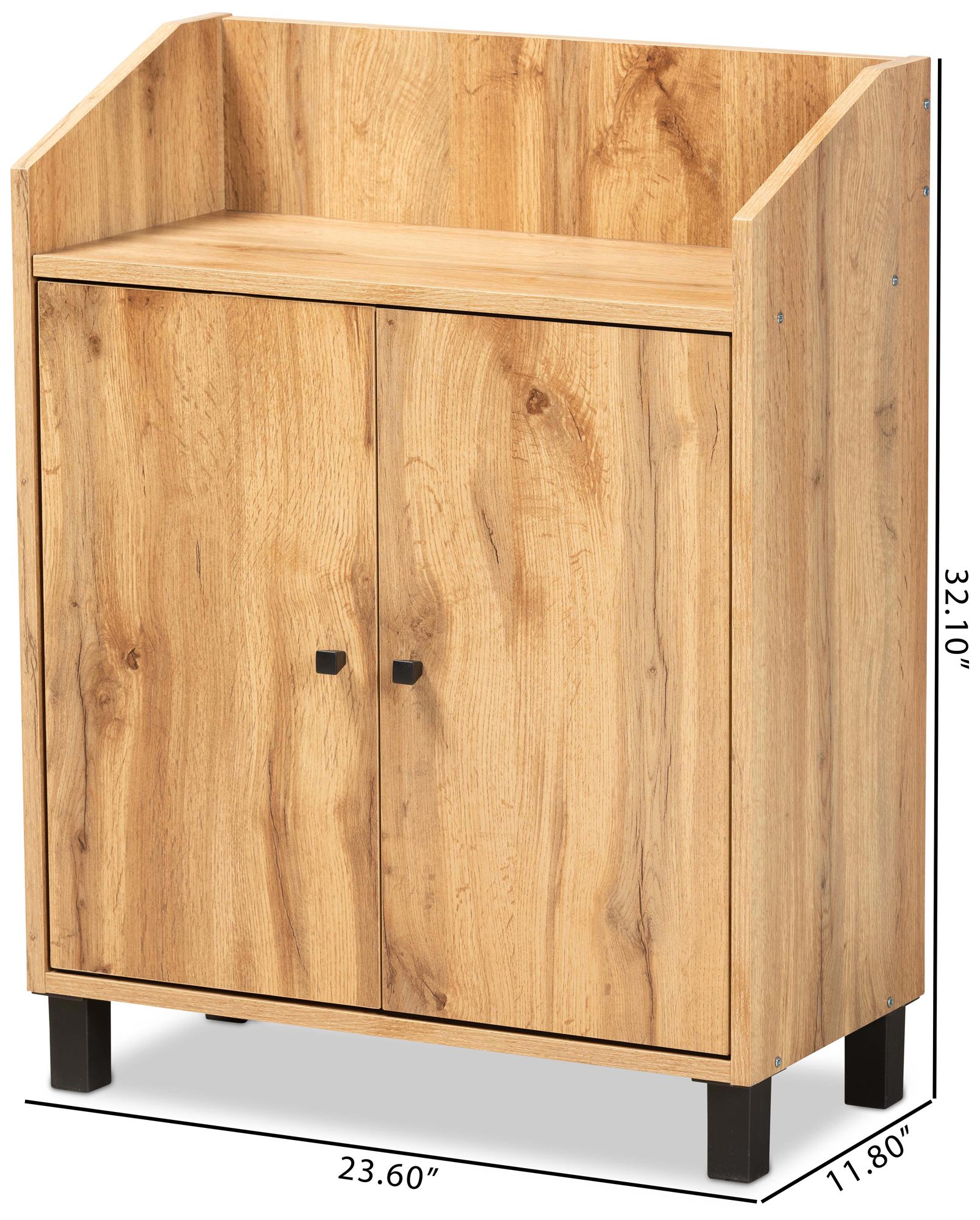 Rossin 23 1/2"W 2-Door Oak Brown Shoe Cabinet w/ Top Shelf