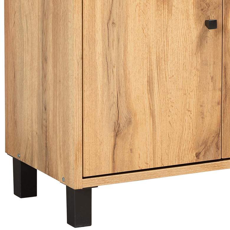 Image 3 Rossin 23 1/2"W 2-Door Oak Brown Shoe Cabinet w/ Top Shelf more views