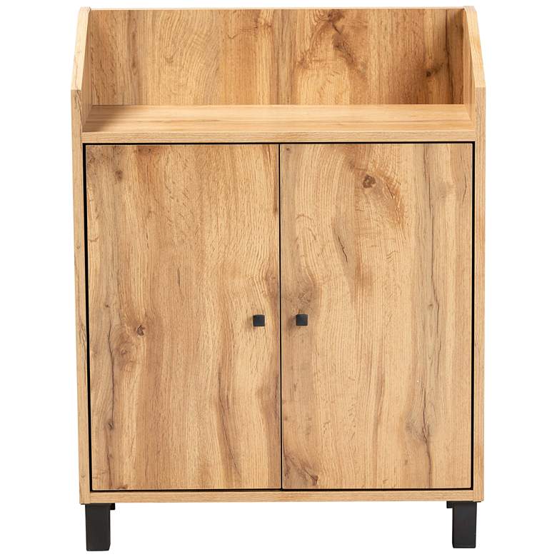 Image 7 Rossin 23 1/2"W 2-Door Oak Brown Shoe Cabinet w/ Top Shelf more views