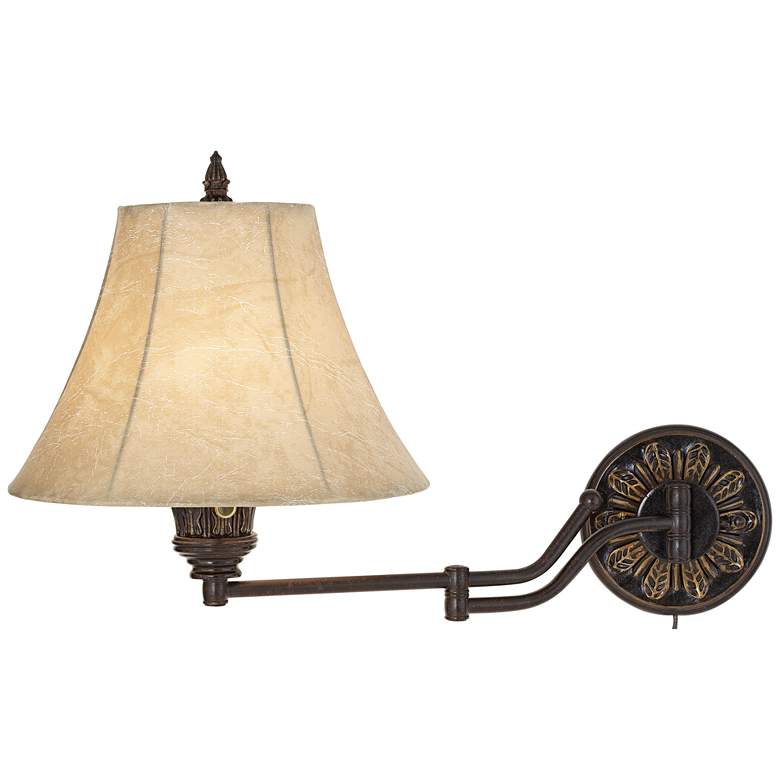 Image 7 Rosslyn Set of 2 Bronze Plug-In Swing Arm Wall Lamps more views