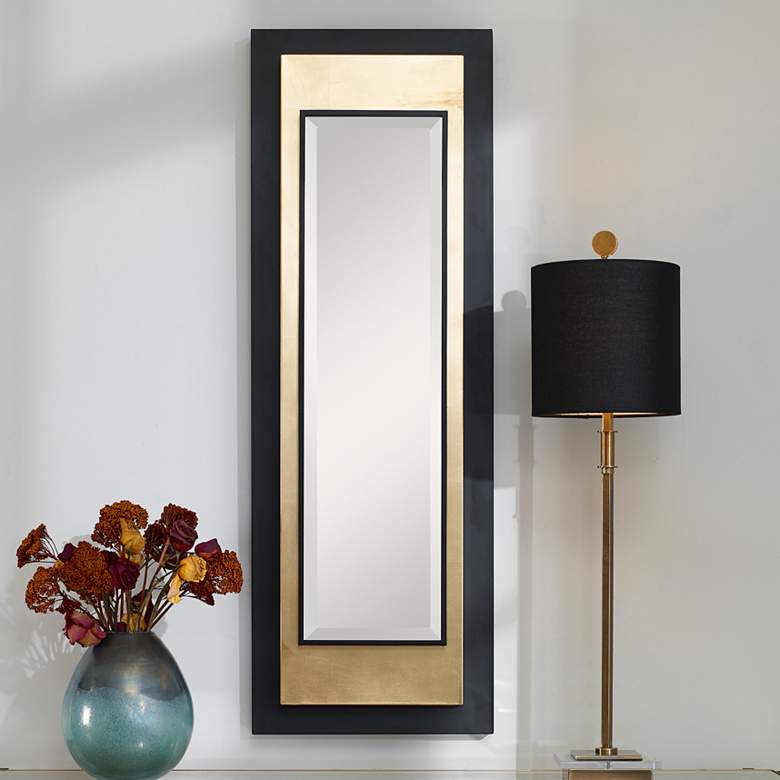 Image 1 Roston Black Gold 15 3/4 inch x 46 inch Rectangular Wall Mirror
