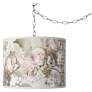 Rosy Blossoms 13 1/2" Wide Giclee Glow Plug-In Swag Pendant