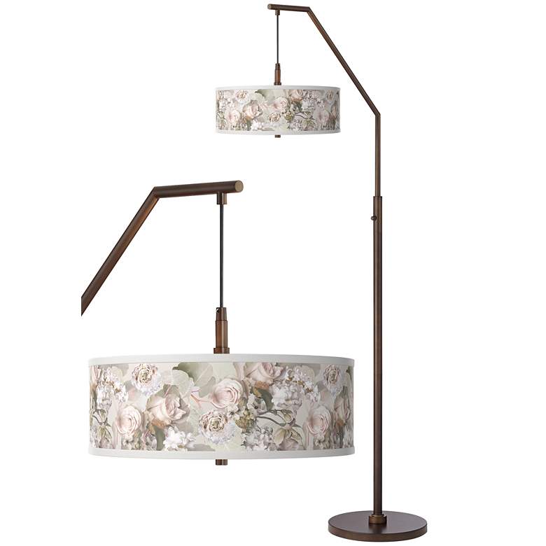 Image 1 Rosy Blossoms Bronze Downbridge Arc Floor Lamp