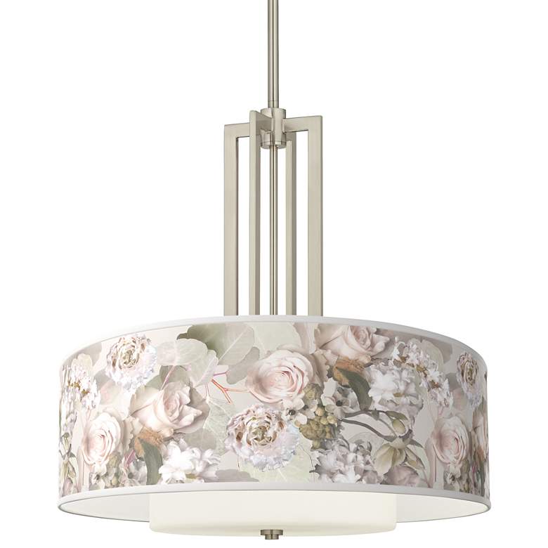 Image 1 Rosy Blossoms Carey 24 inch Brushed Nickel 4-Light Chandelier