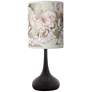 Rosy Blossoms Giclee Black Droplet Table Lamp