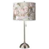 Rosy Blossoms Giclee Brushed Nickel Table Lamp