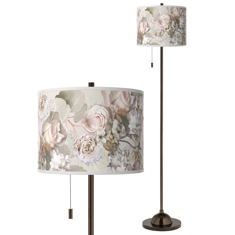 Image 1 Rosy Blossoms Giclee Glow Bronze Club Floor Lamp