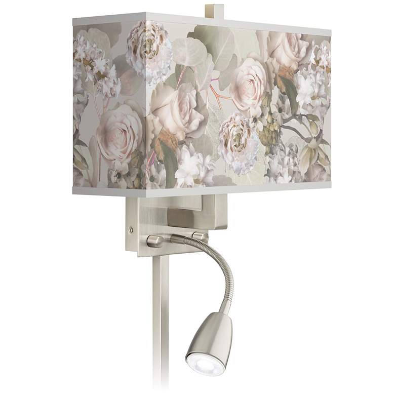 Image 1 Rosy Blossoms Giclee Glow LED Reading Light Plug-In Sconce