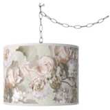 Rosy Blossoms Giclee Glow Plug-In Swag Pendant