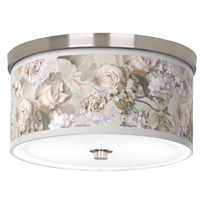 Rosy Blossoms Giclee Nickel 10 1/4&quot; Wide Ceiling Light